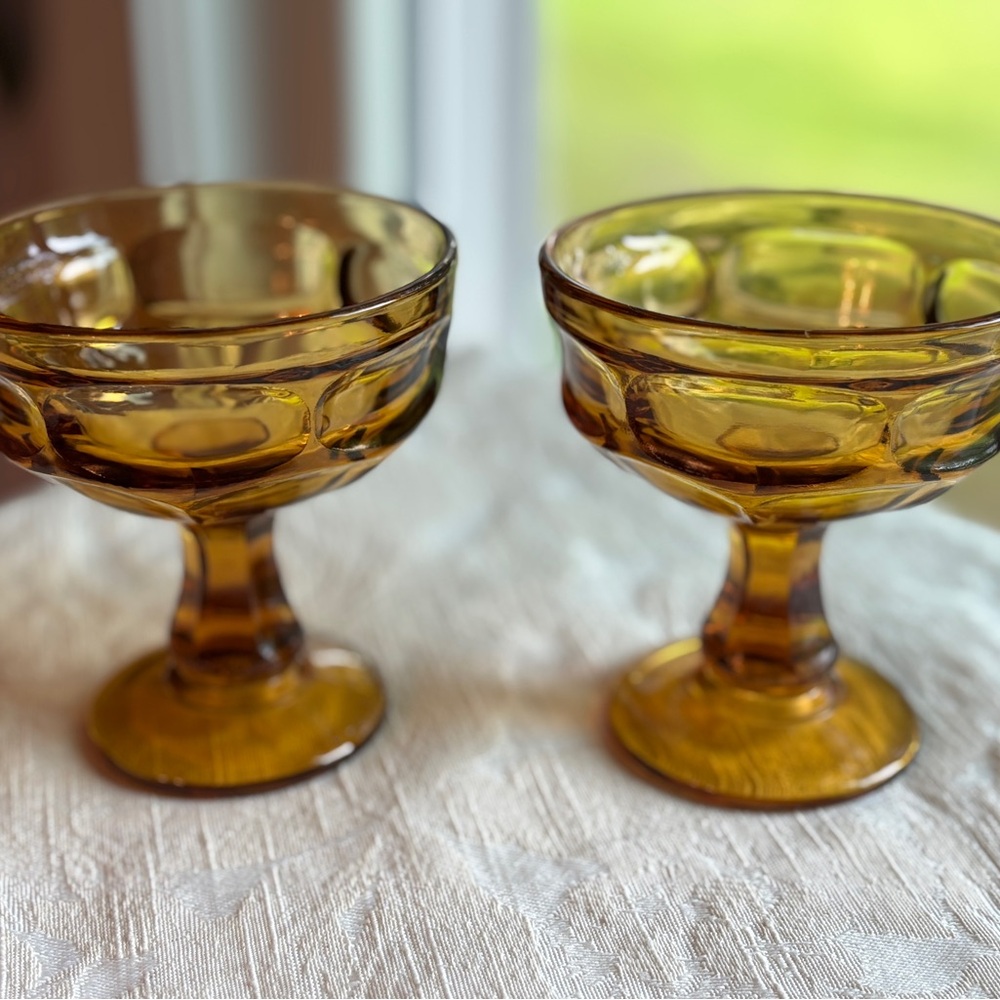 Libbey Dessert Glasses Set of Two Ashburton Amber Sherbert